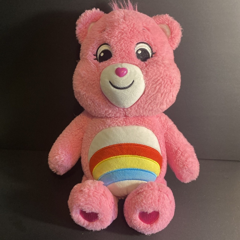 Care Bears Pink Rainbow Cheer Bear 14-inch Stuffed Animal Plush